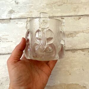 Christmas Snowman Glass Votive Candle Holder